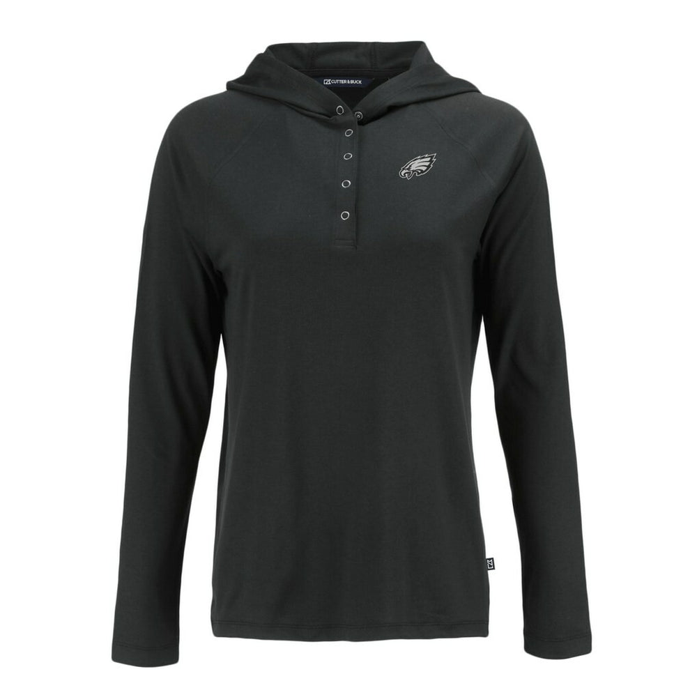 Philadelphia Eagles Cutter & Buck Women's Coastline Epic Comfort Eco Recycled Long Sleeve Hoodie T-Shirt Black - NFL