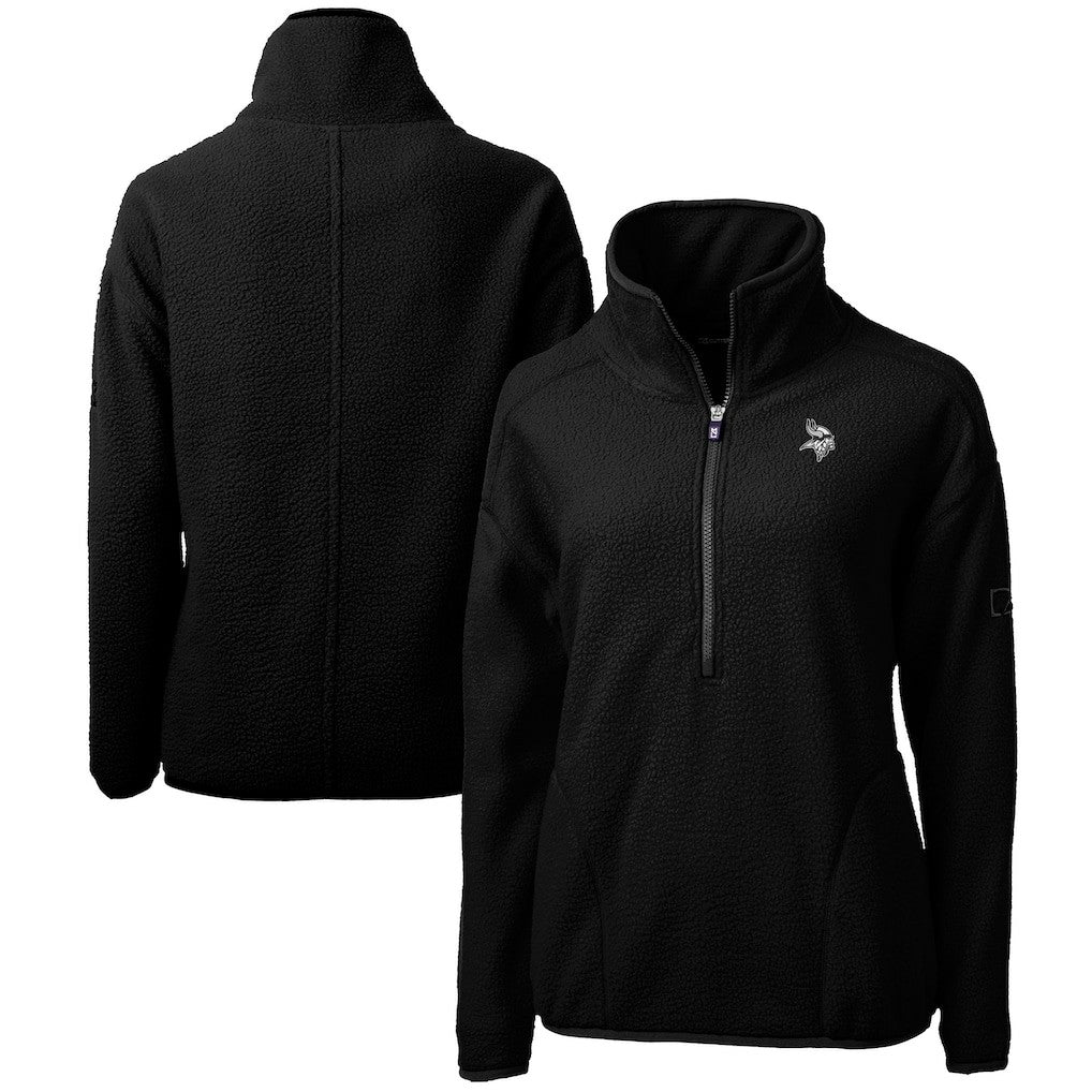 Minnesota Vikings Cutter & Buck Women's Cascade Eco Sherpa Fleece Half-Zip Jacket Black - NFL
