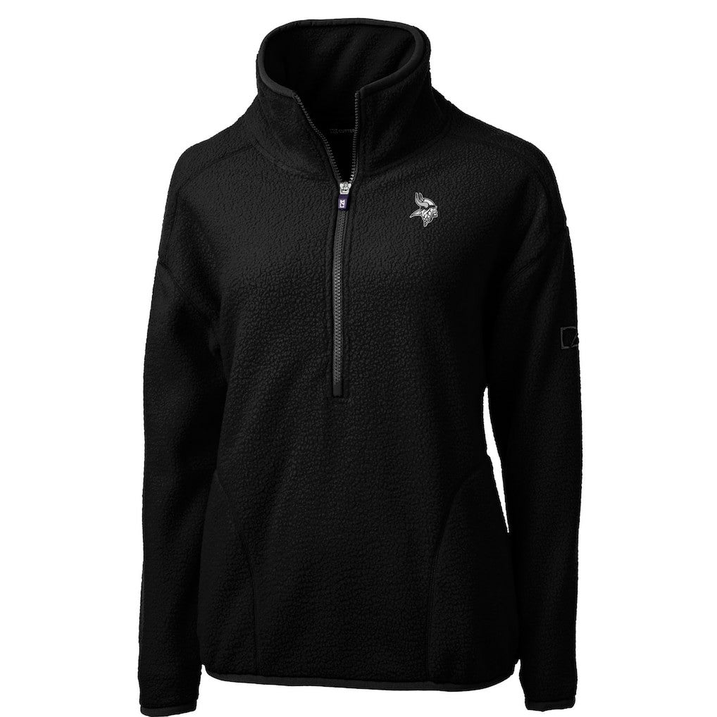 Minnesota Vikings Cutter & Buck Women's Cascade Eco Sherpa Fleece Half-Zip Jacket Black - NFL