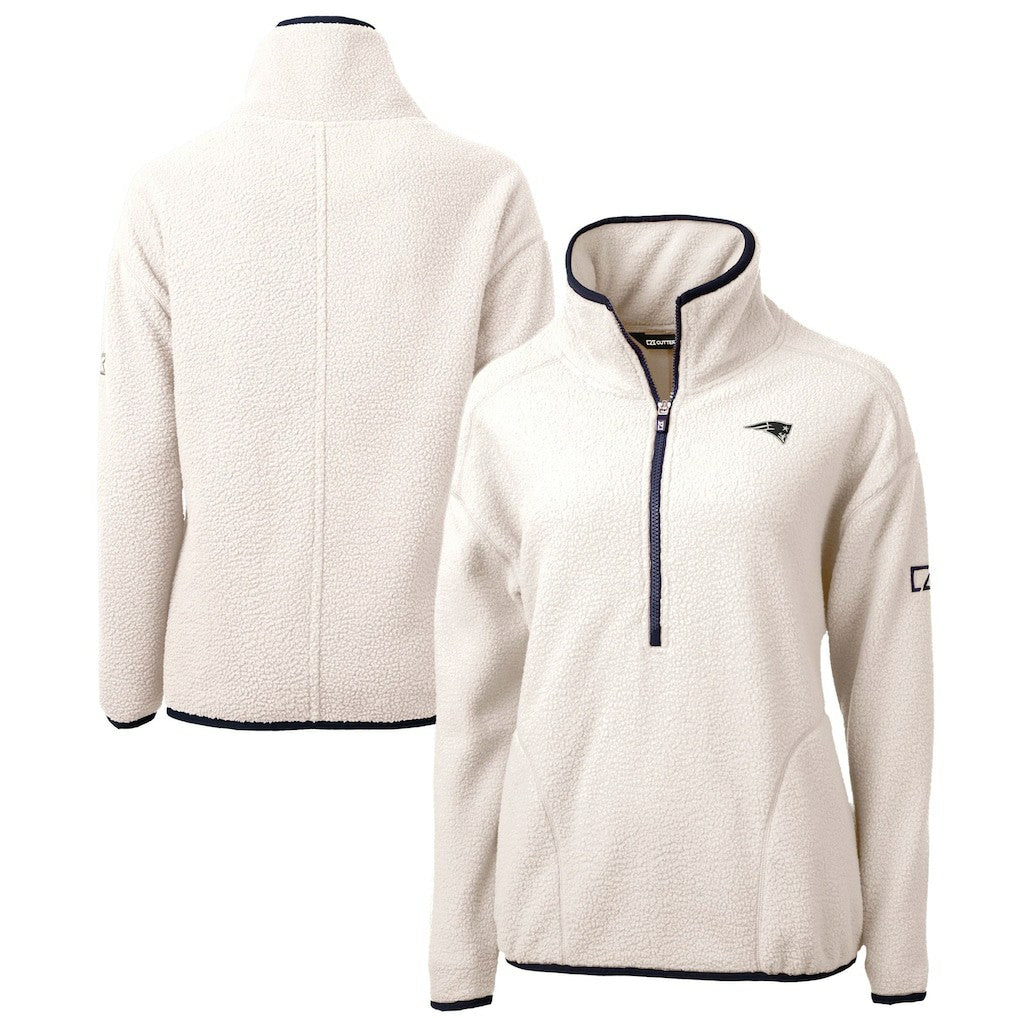 New England Patriots Cutter & Buck Women's Cascade Eco Sherpa Fleece Half-Zip Jacket Oatmeal - NFL