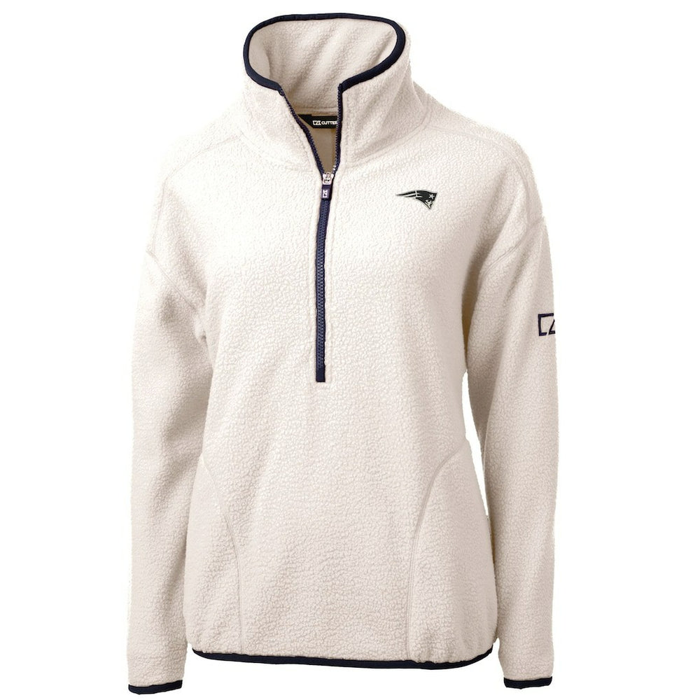 New England Patriots Cutter & Buck Women's Cascade Eco Sherpa Fleece Half-Zip Jacket Oatmeal - NFL