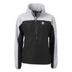 Pittsburgh Steelers Cutter & Buck Women's Charter Eco Recycled Half-Zip Hoodie Anorak Jacket Black/Gray - NFL