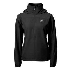 Philadelphia Eagles Cutter & Buck Women's Charter Eco Recycled Half-Zip Hoodie Anorak Jacket Black - NFL