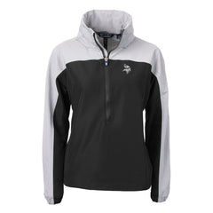 Minnesota Vikings Cutter & Buck Women's Charter Eco Recycled Half-Zip Hoodie Anorak Jacket Black/Gray - NFL