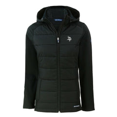 Minnesota Vikings Cutter & Buck Women's Evoke Hybrid Eco Softshell Recycled Full-Zip Hoodie Jacket Black - NFL