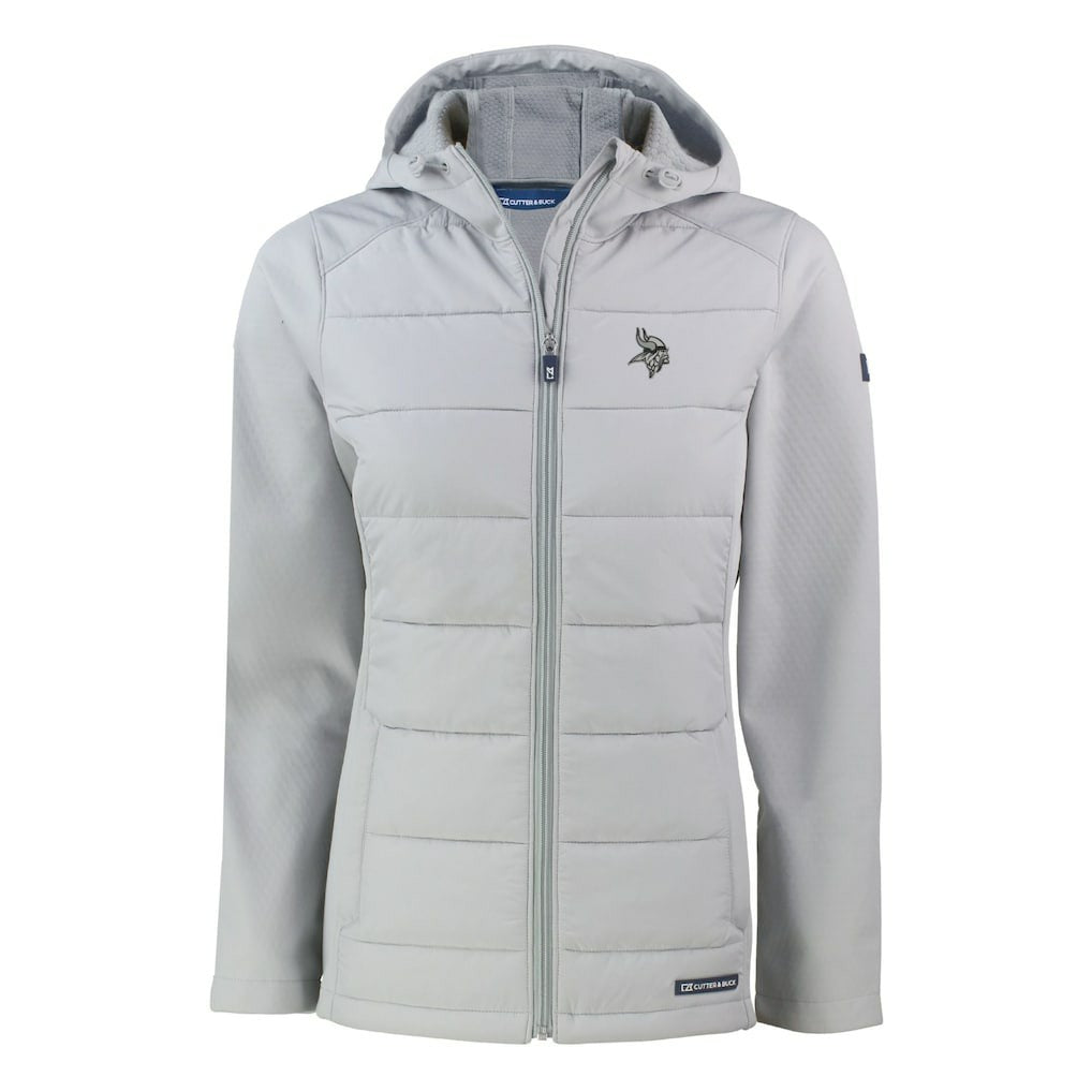 Minnesota Vikings Cutter & Buck Women's Evoke Hybrid Eco Softshell Recycled Full-Zip Hoodie Jacket Gray - NFL