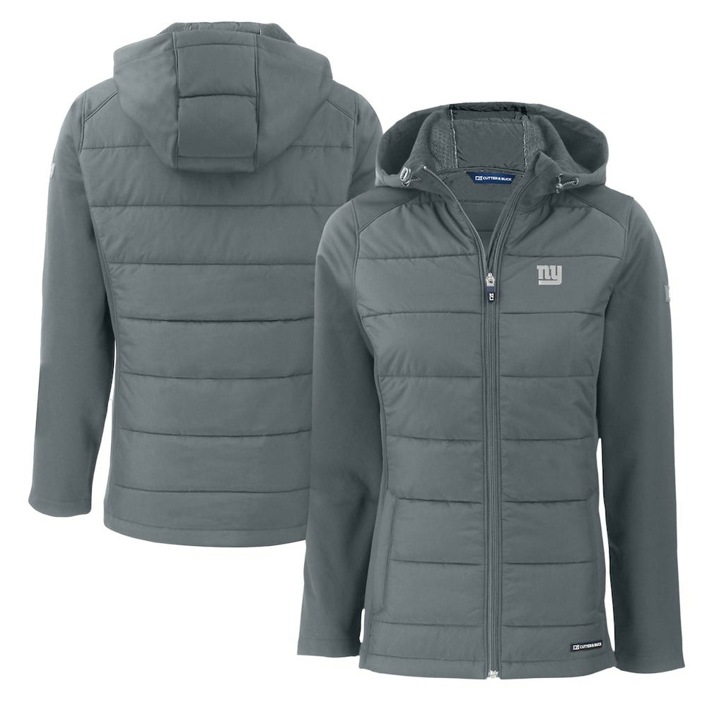 New York Giants Cutter & Buck Women's Evoke Hybrid Eco Softshell Recycled Full-Zip Hoodie Jacket Gray - NFL