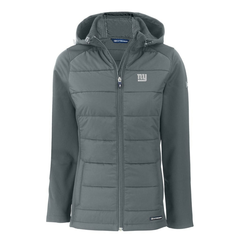 New York Giants Cutter & Buck Women's Evoke Hybrid Eco Softshell Recycled Full-Zip Hoodie Jacket Gray - NFL