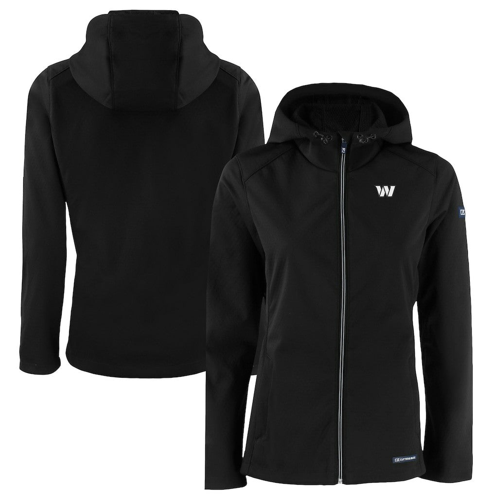Washington Commanders Cutter & Buck Women's Evoke Eco Softshell Recycled Full-Zip Hoodie Jacket Black - NFL