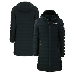 Seattle Seahawks Cutter & Buck Women's Mission Ridge Repreve Eco Insulated Full-Zip Hoodie Long Puffer Jacket Black - NFL