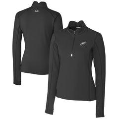 Philadelphia Eagles Cutter & Buck Women's Traverse Stretch DryTec Quarter-Zip Top Black - NFL