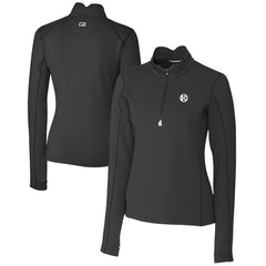Pittsburgh Steelers Cutter & Buck Women's Traverse Stretch DryTec Quarter-Zip Top Black - NFL