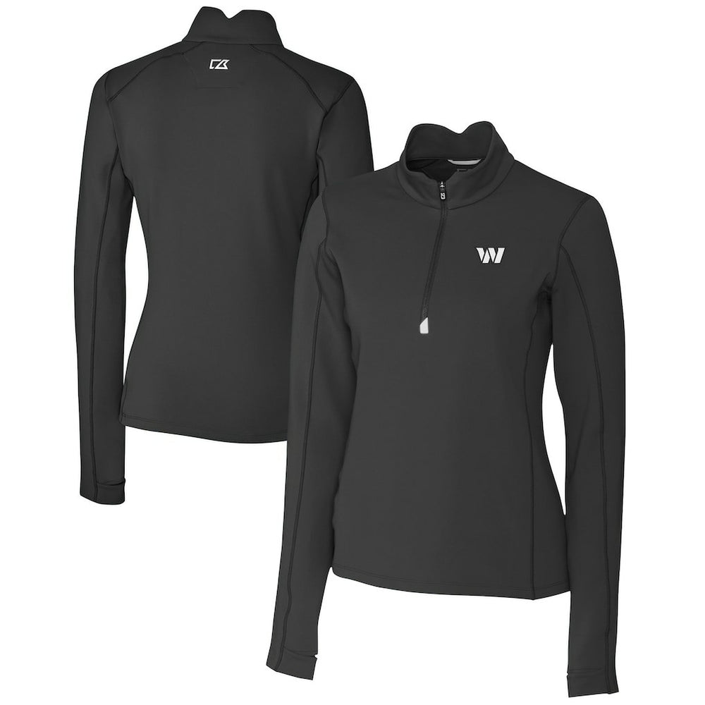 Washington Commanders Cutter & Buck Women's Traverse Stretch DryTec Quarter-Zip Top Black - NFL