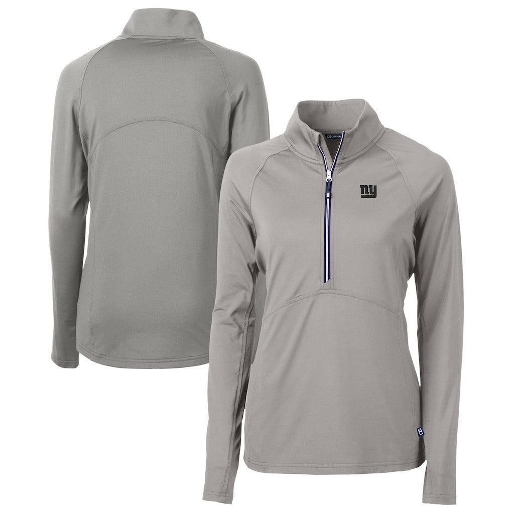 New York Giants Cutter & Buck Women's Adapt Eco Knit Stretch Recycled Raglan Half-Zip Top Gray - NFL