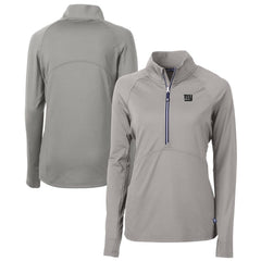 New York Giants Cutter & Buck Women's Adapt Eco Knit Stretch Recycled Raglan Half-Zip Top Gray - NFL
