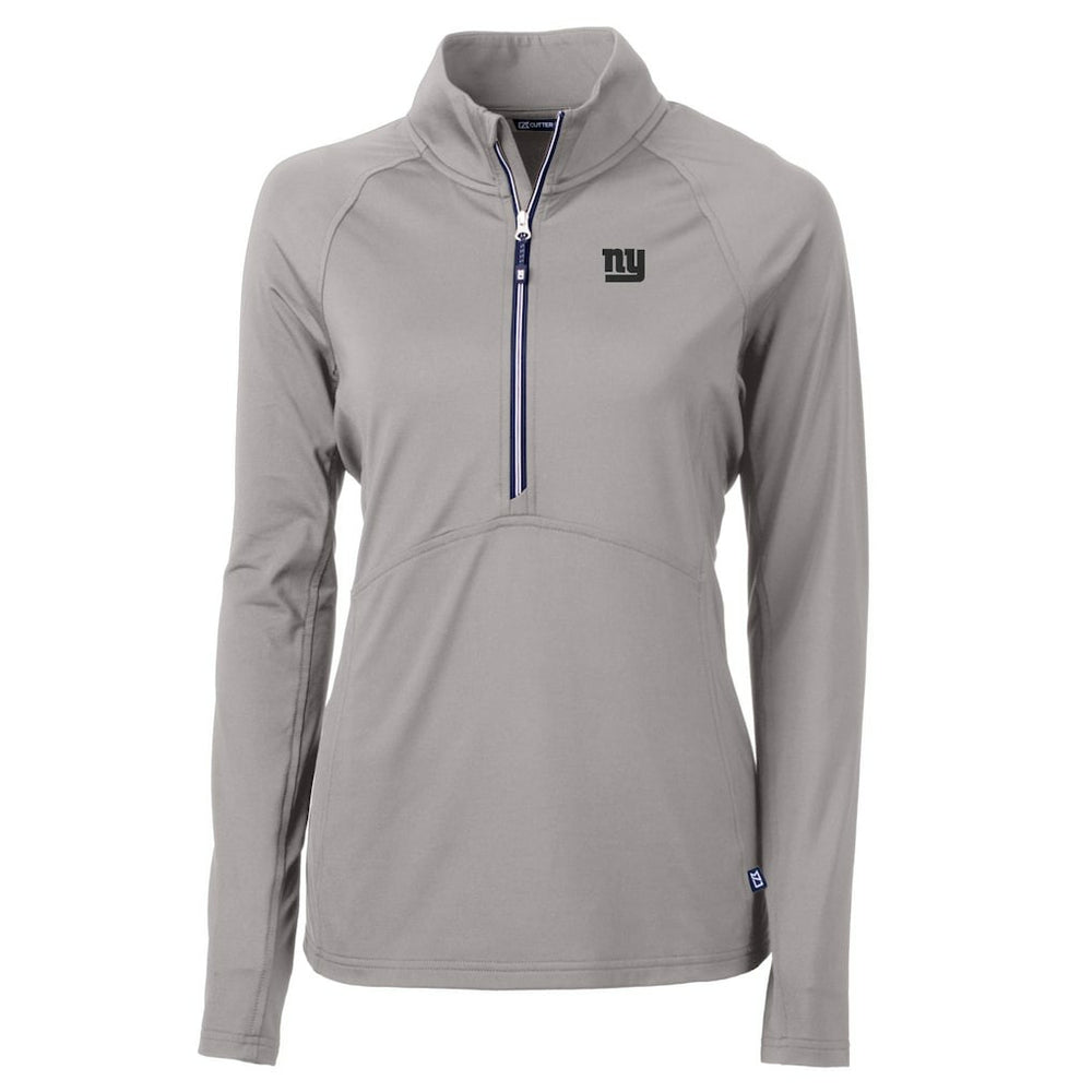 New York Giants Cutter & Buck Women's Adapt Eco Knit Stretch Recycled Raglan Half-Zip Top Gray - NFL