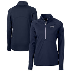 Seattle Seahawks Cutter & Buck Women's Adapt Eco Knit Stretch Recycled Raglan Half-Zip Top College Navy - NFL