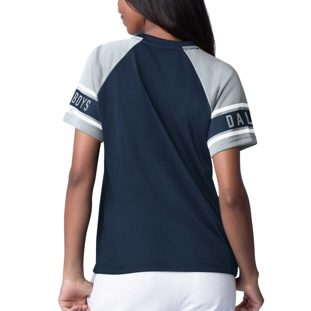 Dallas Cowboys Starter Women's 1st Rounder Color Block Raglan Top Navy - NFL