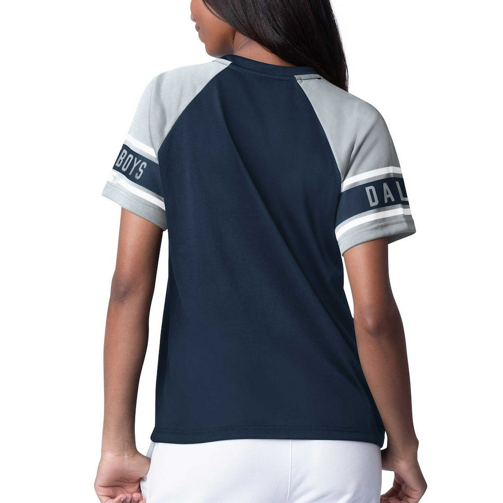 Dallas Cowboys Starter Women's 1st Rounder Color Block Raglan Top Navy - NFL