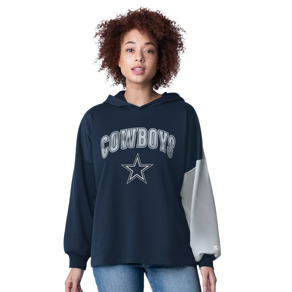 Dallas Cowboys Starter Women's Power Move Long Sleeve Pullover Hoodie Navy - NFL