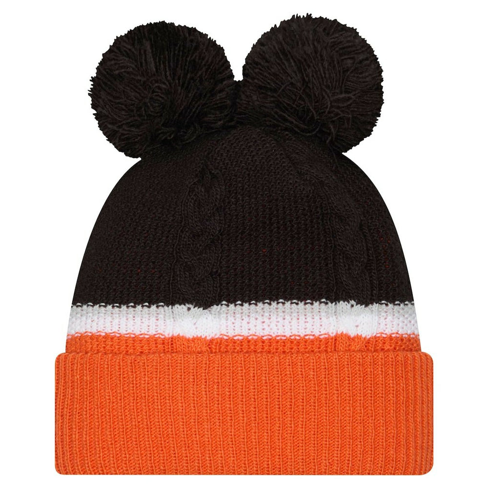 Cincinnati Bengals New Era Women's Double Bubble Cuffed Knit Hat with Poms Black - NFL