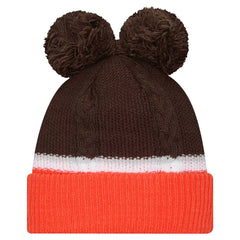 Cleveland Browns New Era Women's Double Bubble Cuffed Knit Hat with Poms Brown - NFL