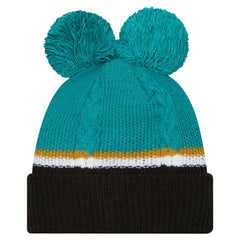 Jacksonville Jaguars New Era Women's Double Bubble Cuffed Knit Hat with Poms Black - NFL