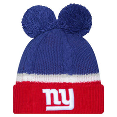 New York Giants New Era Women's Double Bubble Cuffed Knit Hat with Poms Royal - NFL