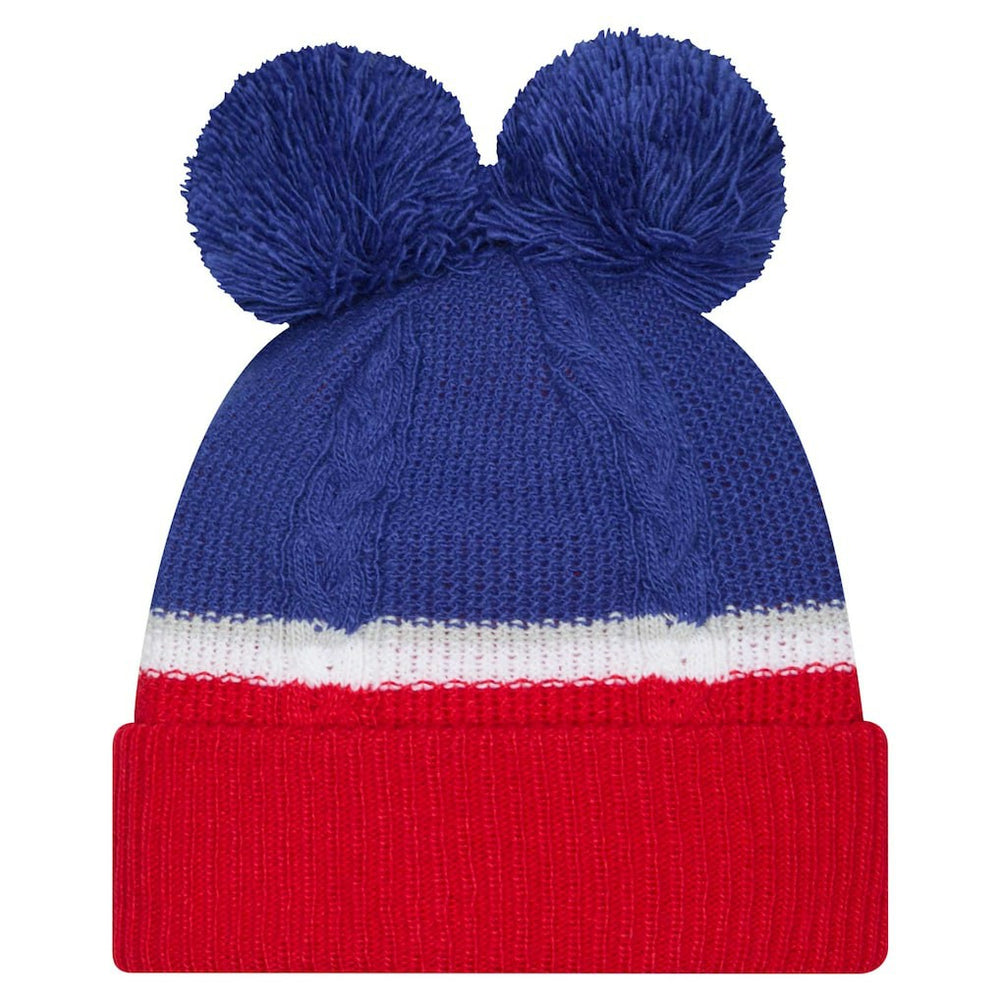 New York Giants New Era Women's Double Bubble Cuffed Knit Hat with Poms Royal - NFL