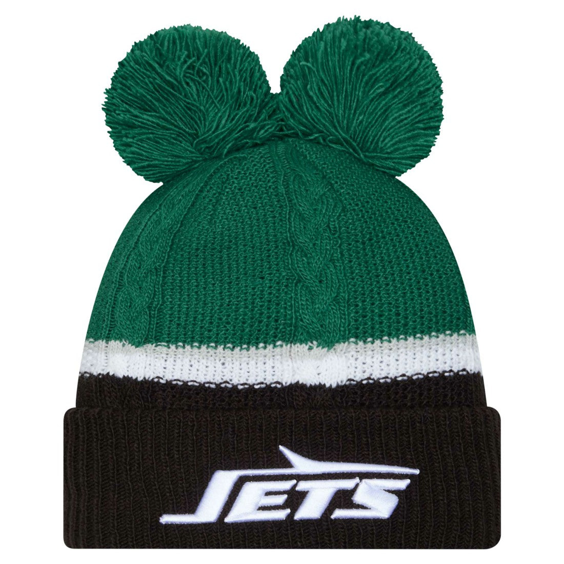 New York Jets New Era Women's Double Bubble Cuffed Knit Hat with Poms Green - NFL