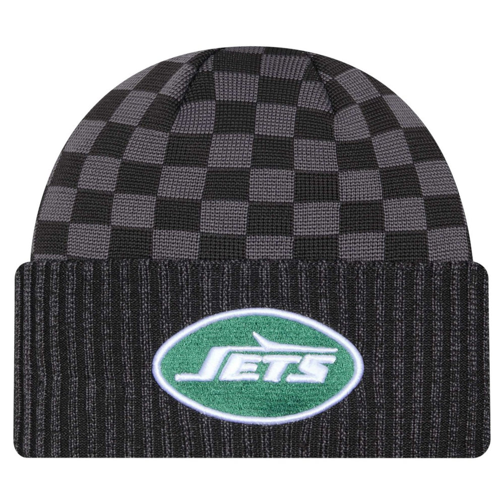New York Jets New Era Checkered Cuffed Knit Hat Black - NFL