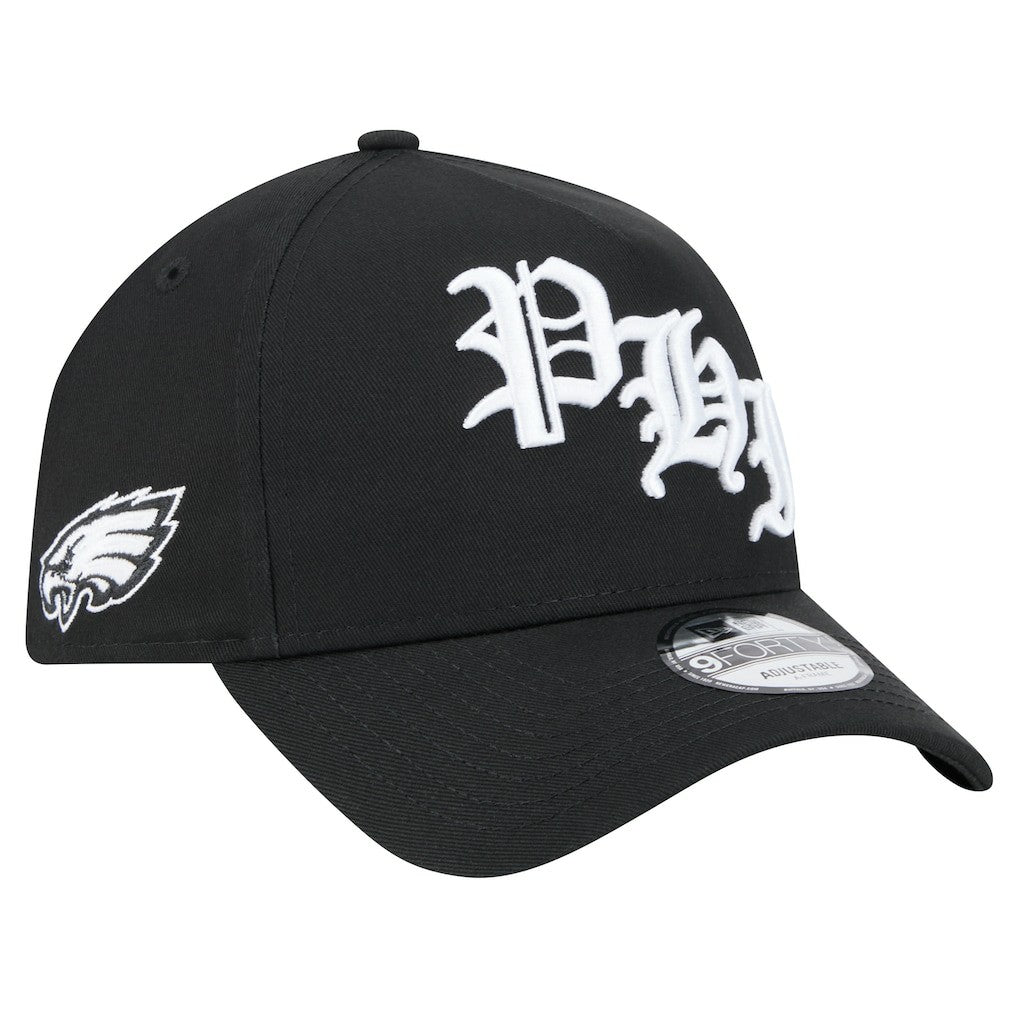 Philadelphia Eagles New Era Mystic 9FORTY A-Frame Adjustable Hat Black - NFL