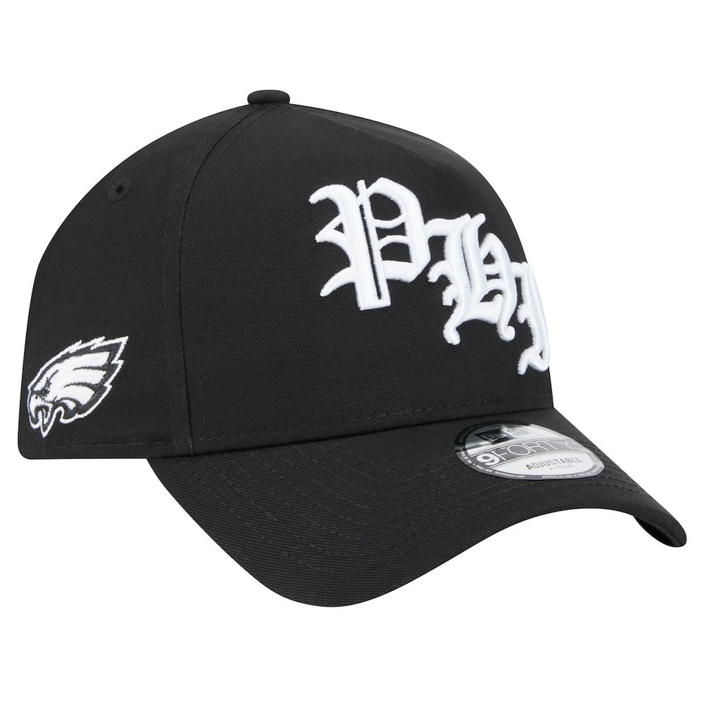 Philadelphia Eagles New Era Mystic 9FORTY A-Frame Adjustable Hat Black - NFL