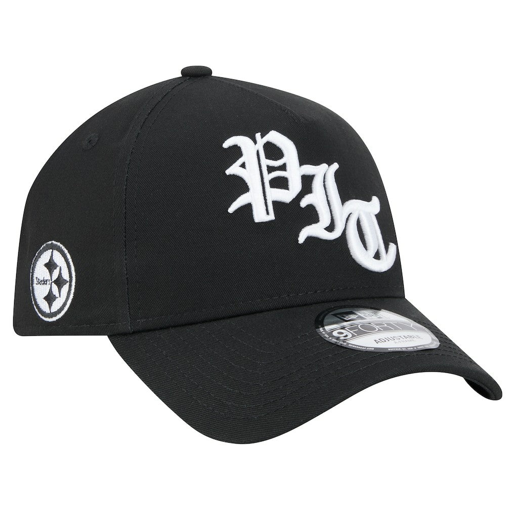 Pittsburgh Steelers New Era Mystic 9FORTY A-Frame Adjustable Hat Black - NFL