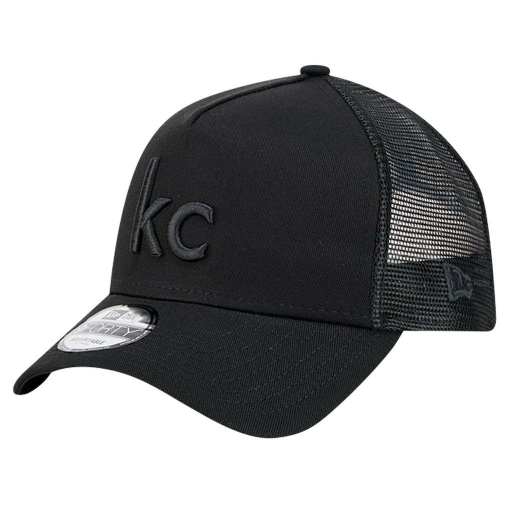 Kansas City Chiefs New Era Domain 9FORTY A-Frame Trucker Adjustable Hat Black - NFL