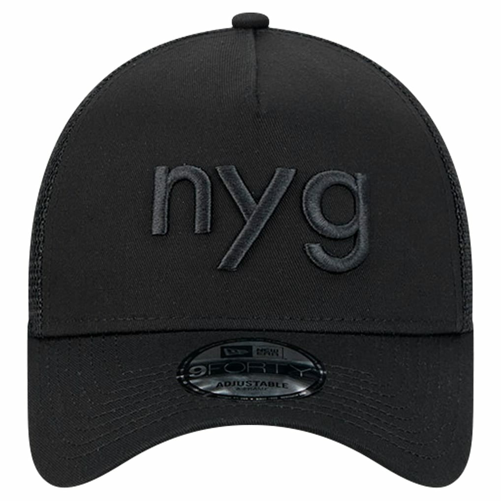 New York Giants New Era Domain 9FORTY A-Frame Trucker Adjustable Hat Black - NFL