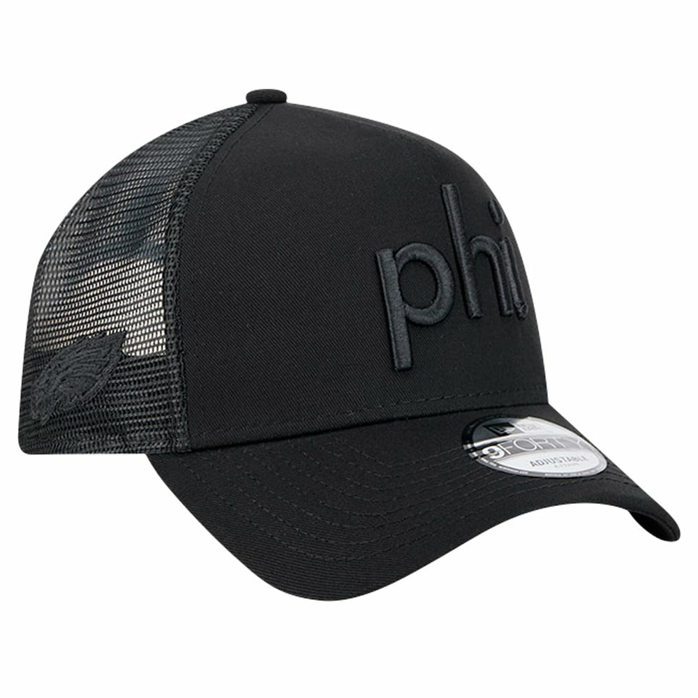 Philadelphia Eagles New Era Domain 9FORTY A-Frame Trucker Adjustable Hat Black - NFL