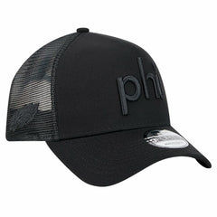 Philadelphia Eagles New Era Domain 9FORTY A-Frame Trucker Adjustable Hat Black - NFL