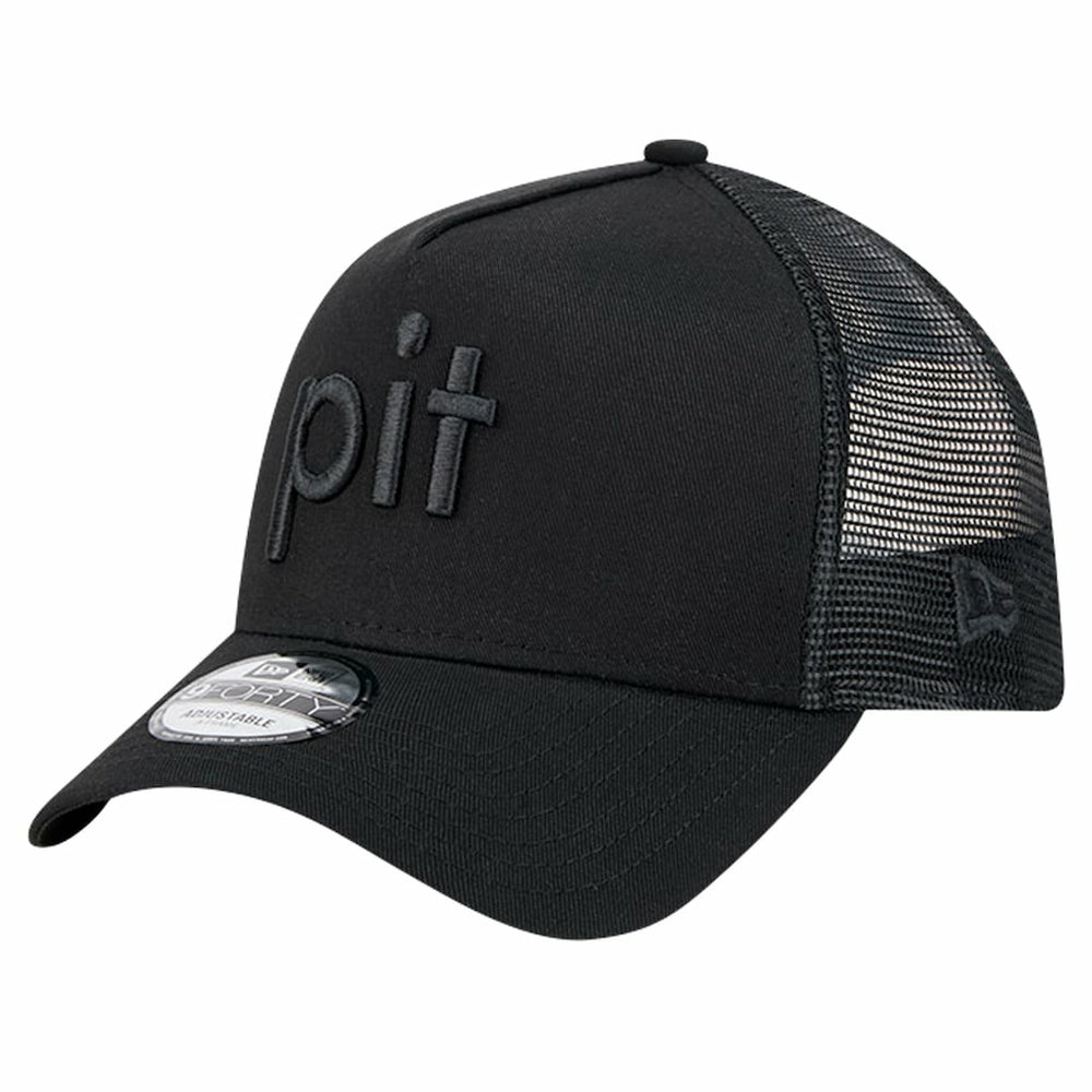 Pittsburgh Steelers New Era Domain 9FORTY A-Frame Trucker Adjustable Hat Black - NFL