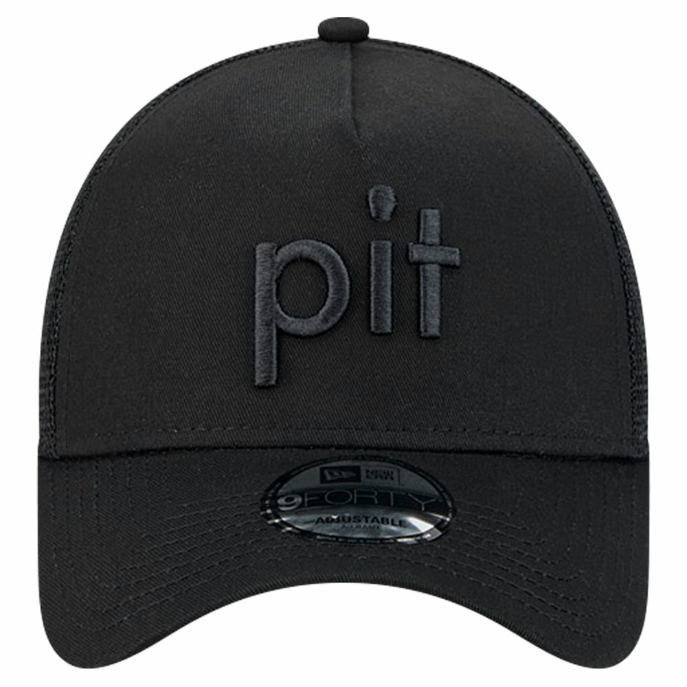 Pittsburgh Steelers New Era Domain 9FORTY A-Frame Trucker Adjustable Hat Black - NFL