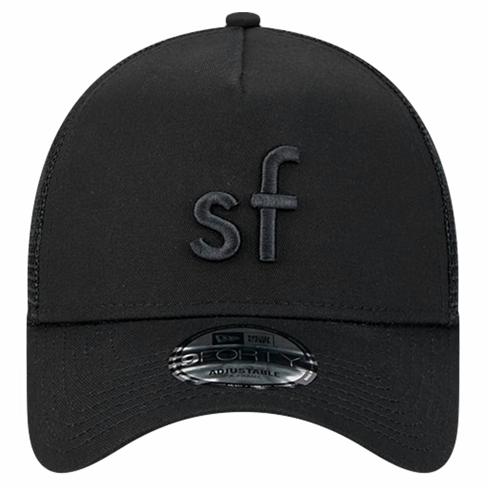 San Francisco 49ers New Era Domain 9FORTY A-Frame Trucker Adjustable Hat Black - NFL