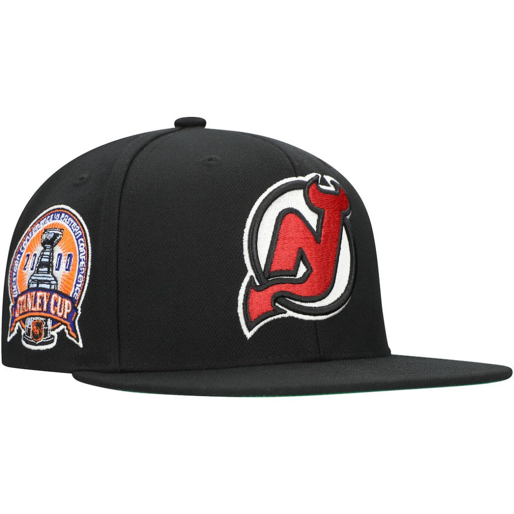 New Jersey Devils - Mitchell & Ness Core Top Spot Snapback Hat Black
