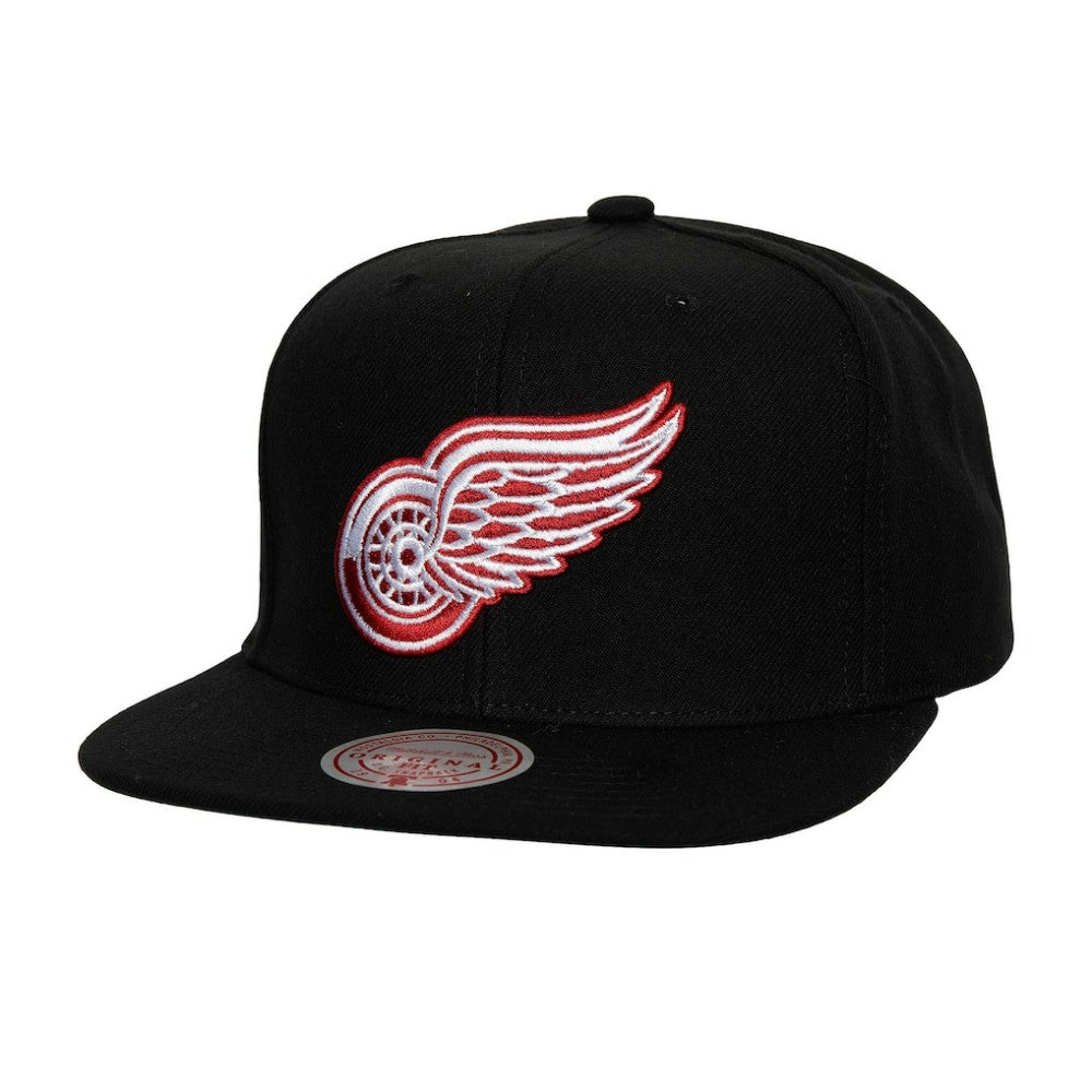 Detroit Red Wings - Mitchell & Ness Core Top Spot Snapback Hat Black