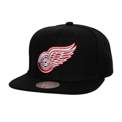 Detroit Red Wings - Mitchell & Ness Core Top Spot Snapback Hat Black