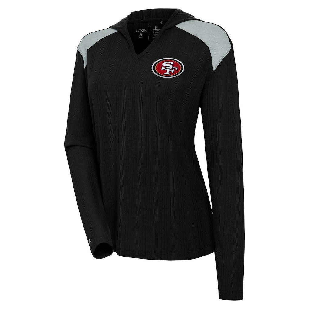 San Francisco 49ers Antigua Women's Opulent Long Sleeve Hoodie T-Shirt Black - NFL