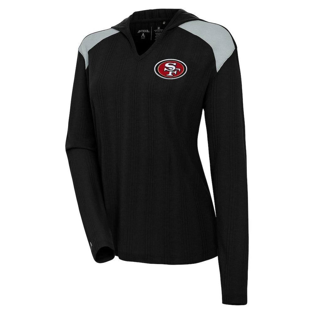 San Francisco 49ers Antigua Women's Opulent Long Sleeve Hoodie T-Shirt Black - NFL