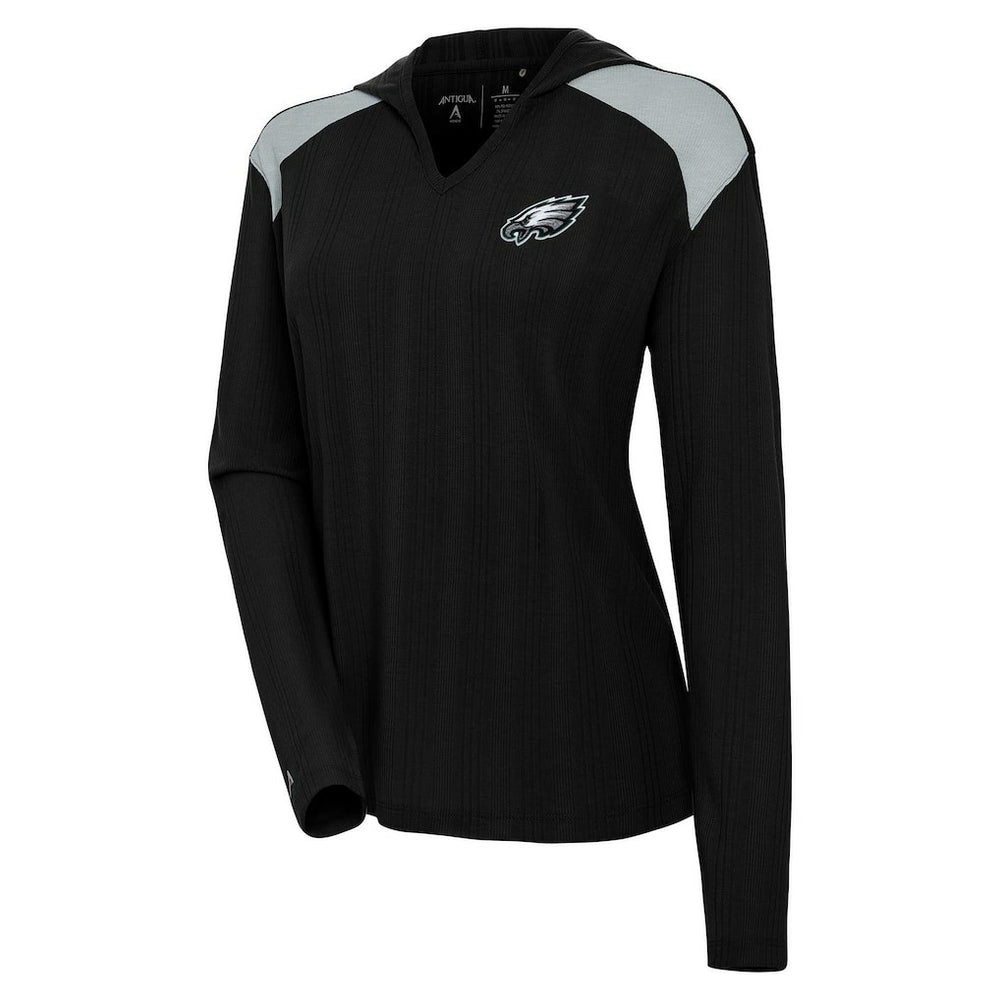 Philadelphia Eagles Antigua Women's Opulent Long Sleeve Hoodie T-Shirt Black - NFL