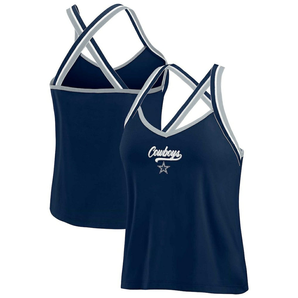 Dallas Cowboys WEAR by Erin Andrews Women's Cross Strap Tri-Blend Tank Top Navy - NFL