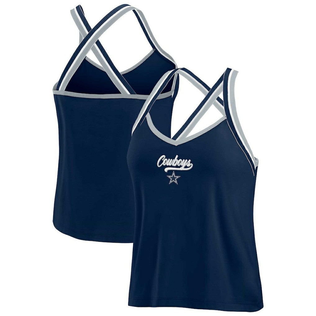Dallas Cowboys WEAR by Erin Andrews Women's Cross Strap Tri-Blend Tank Top Navy - NFL