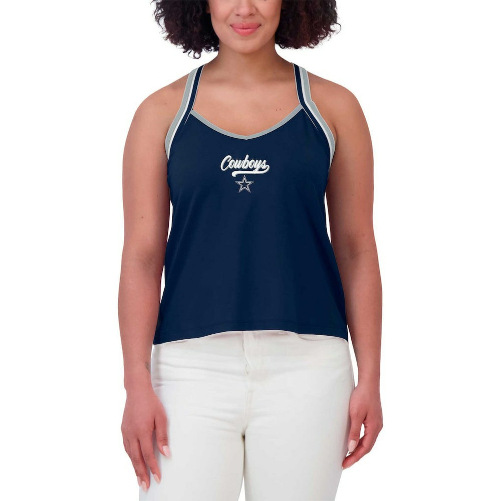 Dallas Cowboys WEAR by Erin Andrews Women's Cross Strap Tri-Blend Tank Top Navy - NFL